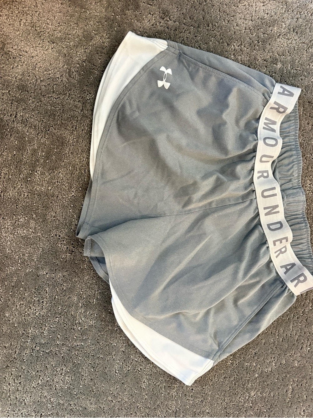 Under Armour Gray and White Women's Athletic Running Shorts